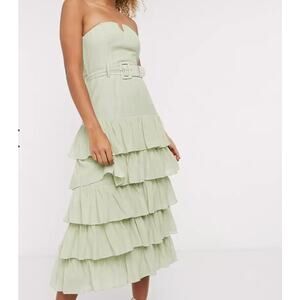& OTHER STORIES LA Atelier Ruffled Strapless Midi Wedding Guest Dress i